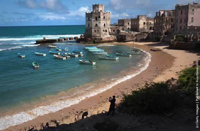 Indian Ocean meets the war-ravaged Somali coast as an African Union soldier takes scenic snapshots