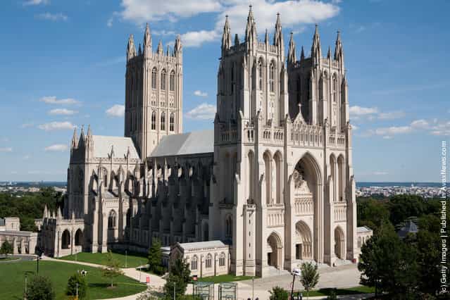 Spires of the Washington National Cathedral after a 5.8 magnitude earthquake
