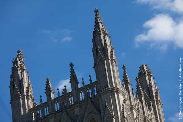 Spires of the Washington National Cathedral after a 5.8 magnitude earthquake