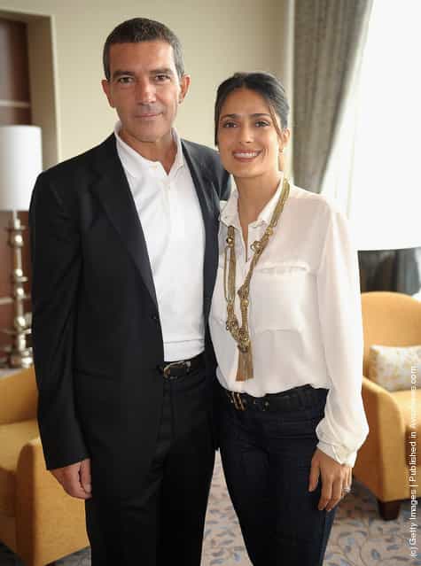 Antonio Banderas and Salma Hayek attend premiere of Puss In Boots
