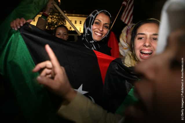 Libyan-Americans celebrate the death of former long time Libyan ruler Muammar Gaddafi