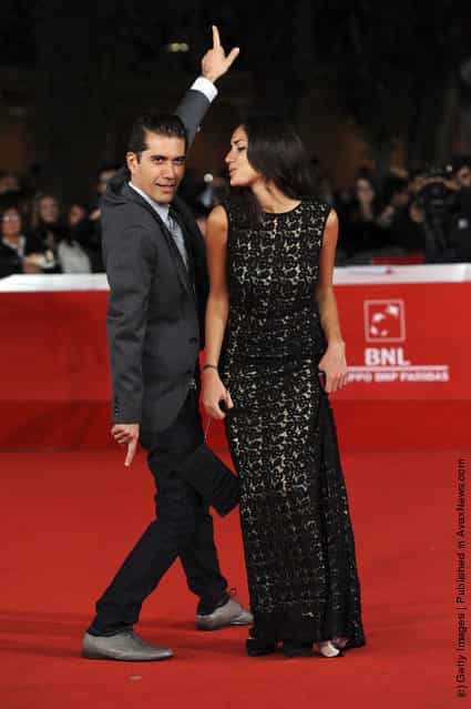 Actor Reza Sixo Safai and actress Sarah Kazemy attend the Circumstance premiere during the 6th International Rome Film Festival