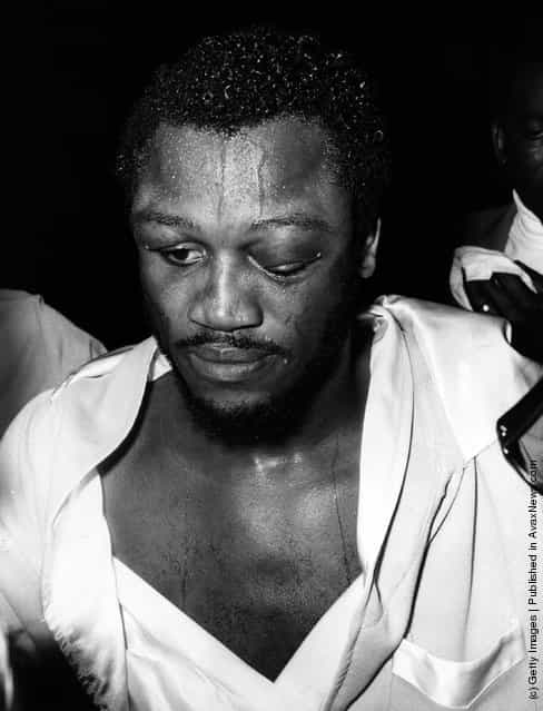 1973: Joe Frazier, the former world heavyweight champion, after a hard-won victory over Joe Bugner in a world title eliminator at Earls Court