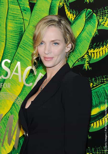 Actress Uma Thurman attends the Versace for H&M Fashion event