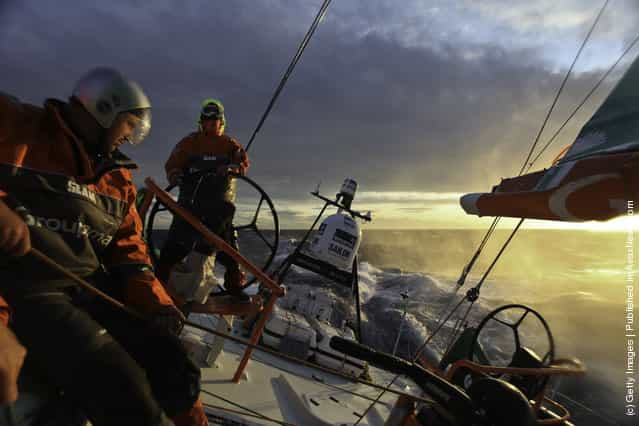 Groupama Sailing Team, skippered by Franck Cammas of France during leg 1 of the Volvo Ocean Race to Cape Town