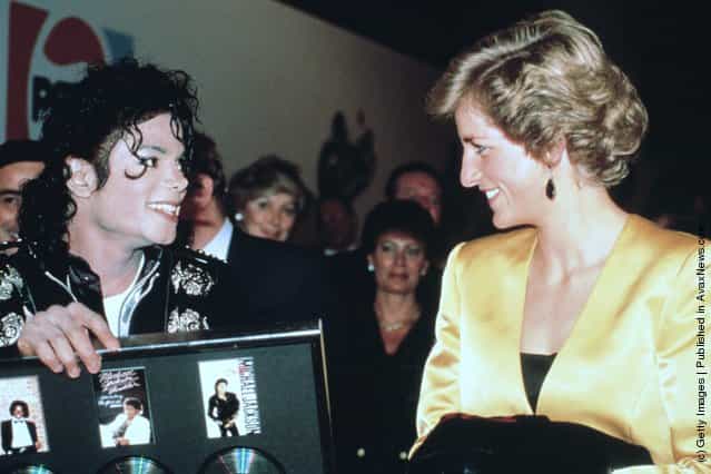 Princess Diana (1961 - 1997) with American pop star Michael Jackson at his concert for the Princes Trust at Wembley, London, July 1988