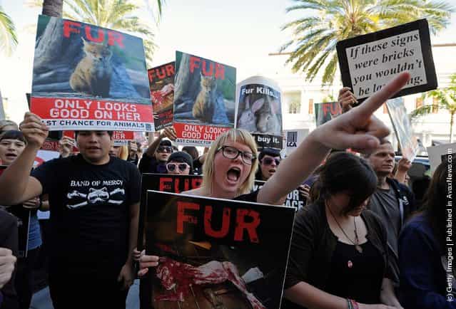 Anti-Fur Activists Urge Shoppers Not To Buy Fur In Beverly Hills