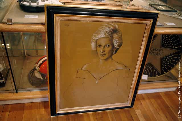 An original drawing of Princess Diana used for her Royal Hussars official portrait