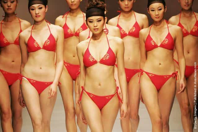 Model walks the runway in Hosa swimwear at the China Fashion Week 2008/2009 Collection Autumn/Winter
