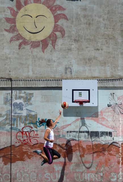 Australian basketball player Jenna O'Hea poses during a portrait session