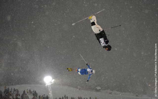 Jeremy Cota of USA and Eddie Hicks of Canada during the FIS Freestyle Ski World Cup Dual Moguls