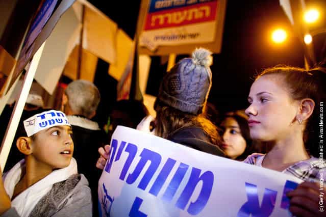 Israelis protest against gender segregation and violence towards women by ultra Orthodox Jewish extremists