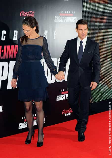 Actors Katie Holmes and Tom Cruise attend the Mission: Impossible - Ghost Protocol U.S. premiere