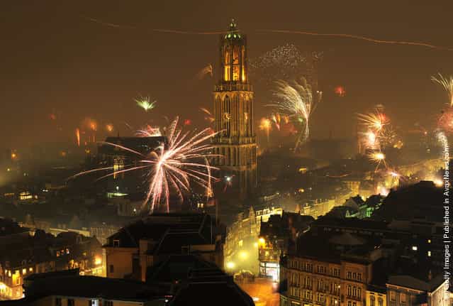 Fireworks Welcome In The New Year In Utrecht