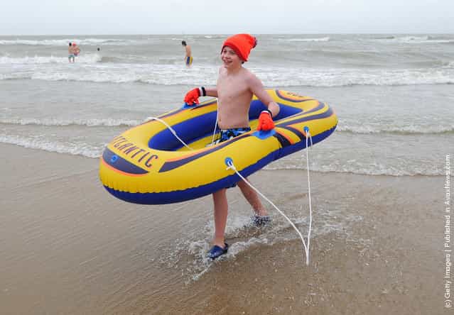Dutch Swimmers Brave The North Sea For New Years Day Dip