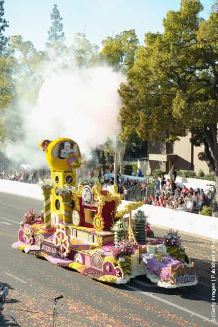 Rose Parade performers participate in the 123rd Annual Rose Parade in Pasadena, California
