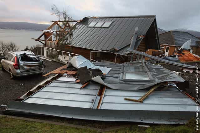 A house which featured in the Grand Designs Chanel 4 programme was damaged by gale force winds in Kilcreggan, Scotland