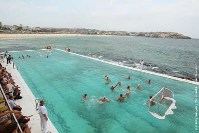 A general view is seen during the Water Polo by the Sea match between Australia and the United States of America at Bondi Icebergs pool, Bondi Beach