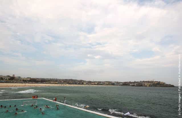 A general view is seen during the Water Polo by the Sea match between Australia and the United States of America at Bondi Icebergs pool, Bondi Beach