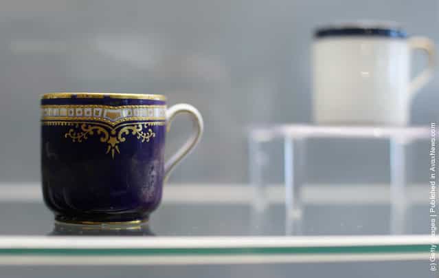 First-class passenger china is seen among artifacts recovered from the RMS Titanic