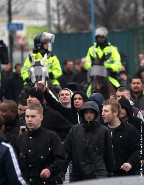 Supporters Of Both Sides From Manchester Prepare For The FA Cup Clash