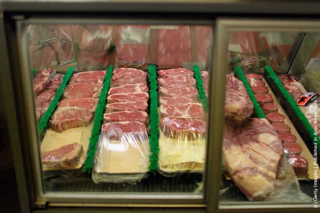 Meat is seen for sale at Laurenzos Italian Center in North Miami Beach, Florida