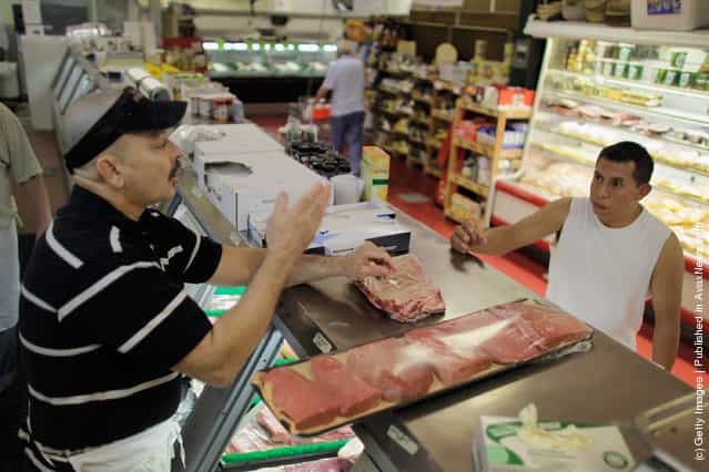 Meat is seen for sale at Laurenzos Italian Center in North Miami Beach, Florida