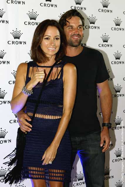 Patrick Rafter and Lara Feltham arrive at the 2012 Australian open Players Party at Crown Towers