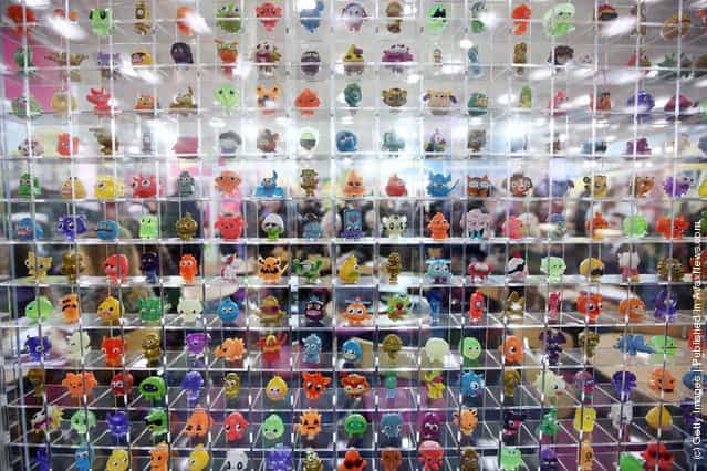 A display of Moshi Monsters characters are displayed at the 2012 London Toy Fair
