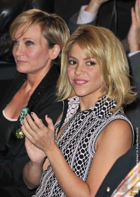 Patricia Kaas and Shakira are seen at Hotel Majestic