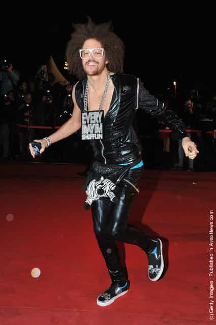 LMFAO member Stefan Kendal Gordy poses as he arrives at NRJ Music Awards 2012 at Palais des Festivals
