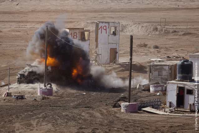 Israeli soldiers take part in an army exercise on at the Shizafon army base, in the Negev Desert north of the southern city of Eilat