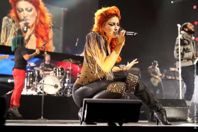 Singer Neon Hitch performs onstage during VH1's Super Bowl Fan Jam at Indiana State Fairgrounds, Pepsi Coliseum