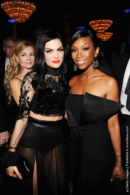 Singer Jessie J and singer/actress Brandy attend Clive Davis and the Recording Academy's 2012 Pre-GRAMMY Gala