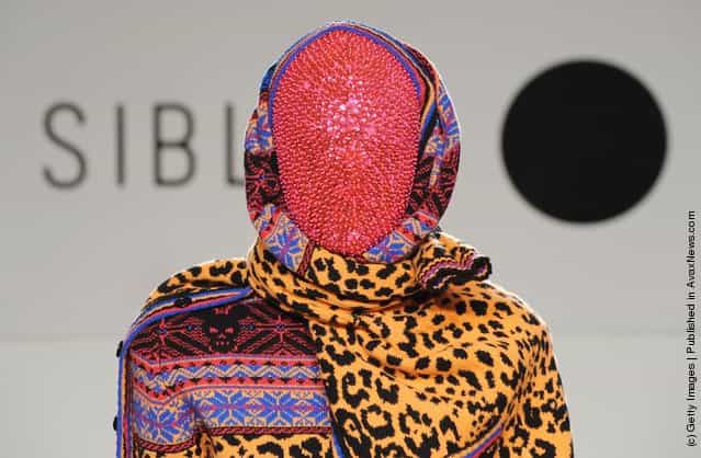 A model walks the runway during the Sister by Sibling show at London Fashion Week Autumn/Winter 2012 at Somerset House