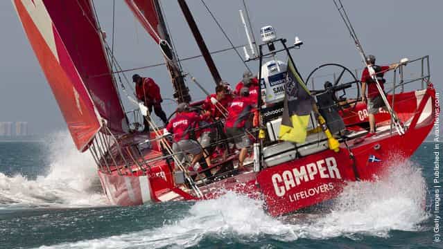 CAMPER with Emirates Team New Zealand, skippered by Chris Nicholson from Australia, during the start of leg 4 of the Volvo Ocean Race 2011-12