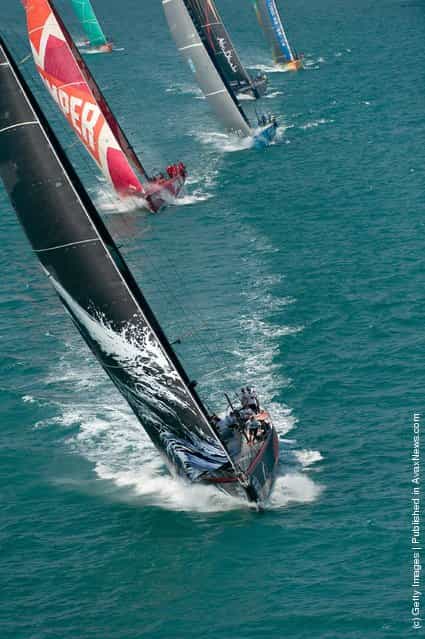 PUMA Ocean Racing powered by BERG, skippered by Ken Read from the USA leads the fleet of Volvo Open 70s, at the start of leg 4 of the Volvo Ocean Race 2011-12