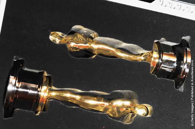 Best Actor & Best Actress Oscar statuettes that will be presented to Best Actor and Best Actress winners at the 84th Academy Awards on Sunday February 26th pack up & head back to L.A. for Oscar Sunday from 'Meet The Oscars' exibit at Grand Central Terminal
