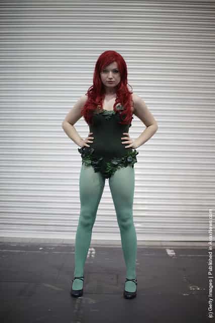 A visitor to the London Super Comic Convention dresses as Poison Ivy at ExCel