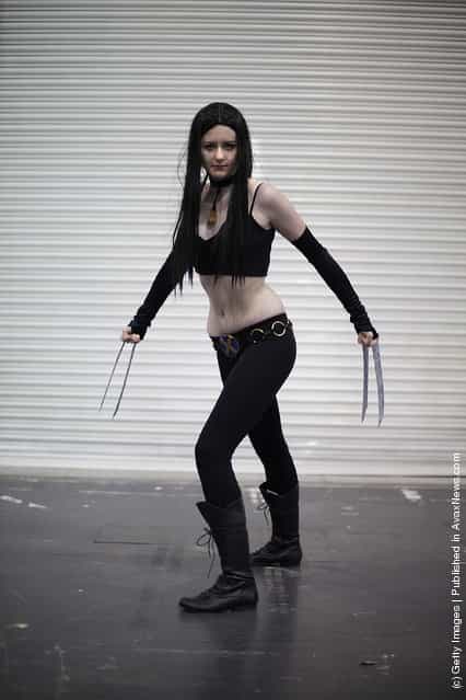 A visitor to the London Super Comic Convention dresses as X-23 at ExCel