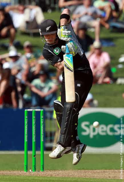 Brendon McCullum of New Zealand bats during the One Day International match between New Zealand and South Africa at McLean Park