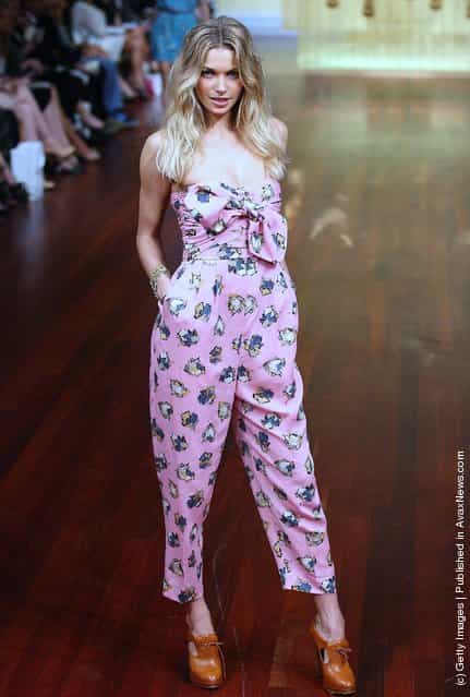 A model showcases designs by Karen Walker on the catwalk at the Myer A/W 2012 Collection Launch