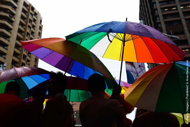 Participants march during the 2012 Sydney Gay & Lesbian Mardi Gras Parade