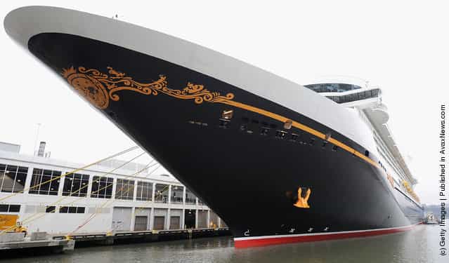 The Disney Fantasy cruise ship is docked for its christening on March 1, 2012 in New York City
