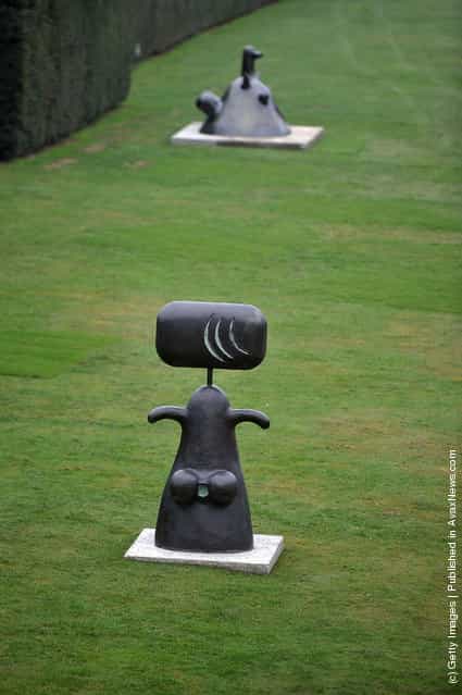 Joan Miros sculpture, Femme (1981) stands in the Yorkshire Sculpture park