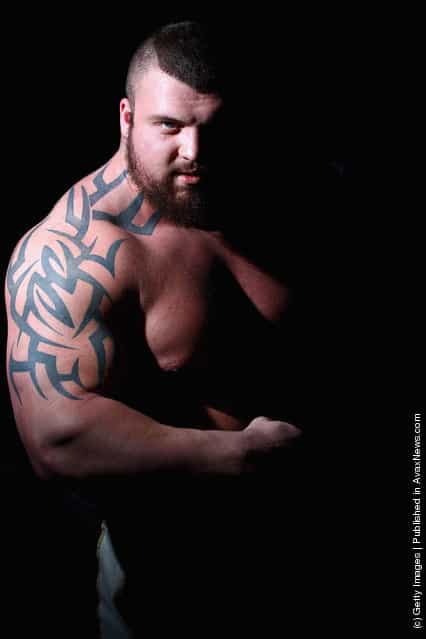 Strongman Ed Hall poses during a media call ahead of the 2012 IFBB Australian Pro Grand Prix XIII