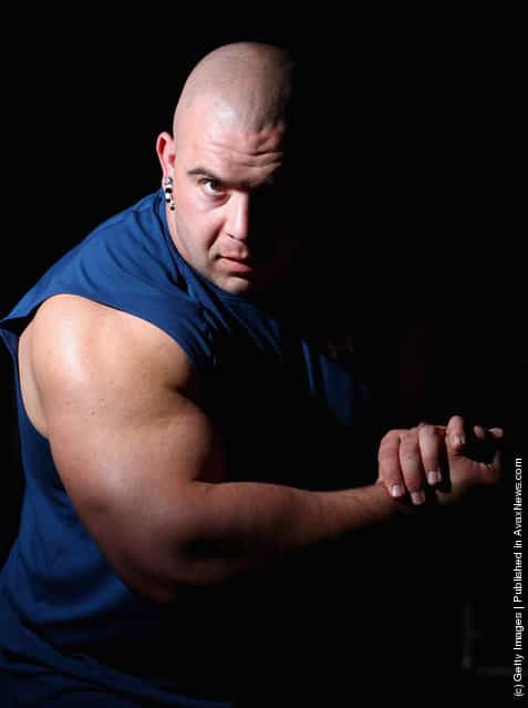 Strongman Mike Jenkins poses during a media call ahead of the 2012 IFBB Australian Pro Grand Prix XIII