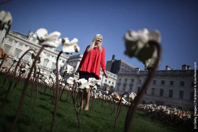 Out of Sync art installation on a grass meadow at Somerset Housein London