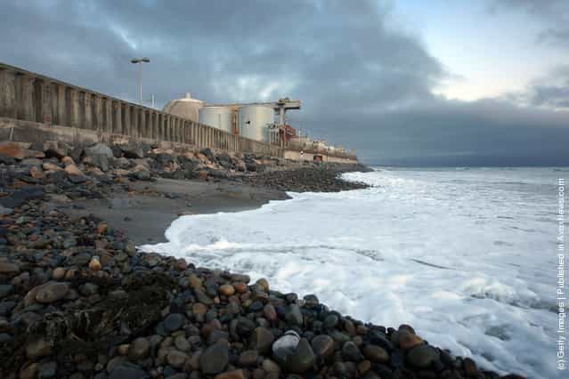 Ocean waves come ashore near the San Onofre Nuclear Generating Station along San Onofre State Beach