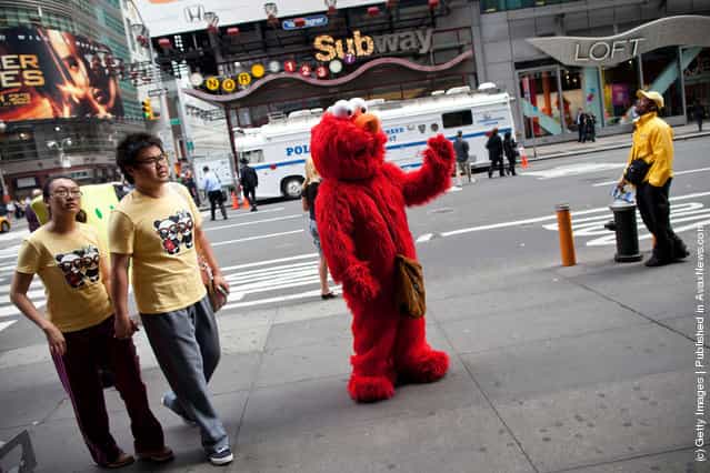Elmo is seen in Times Square on March 23, 2012 in New York City